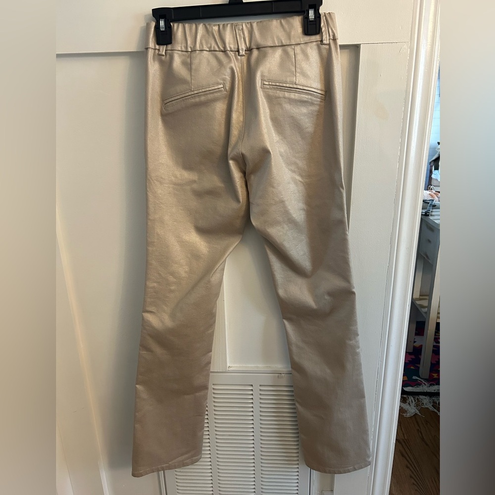 Bevy Flog Metallic Beige Check Elastic Waist Pock… - image 6